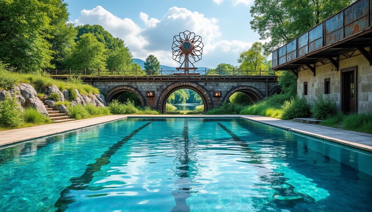 à lons-le-saunier, en franche-comté, découvrez comment les eaux récupérées des anciennes locomotives à vapeur sont réutilisées pour créer une piscine écologique innovante et durable.