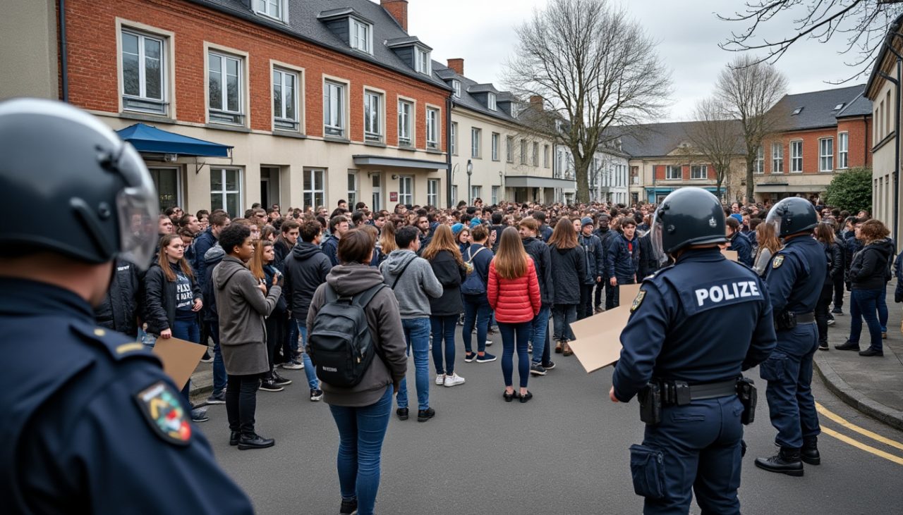 en franche-comté, la mobilisation des lycéens tend l’atmosphère devant plusieurs établissements, tandis que les forces de l’ordre restent vigilantes.